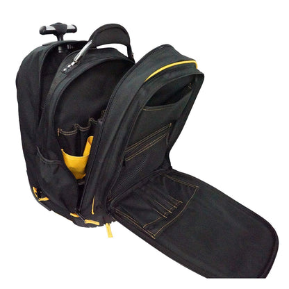 Wheeled Rolling Tool Bag Heavy Duty Tool Backpack for Men Tool Organizer Bag Including Laptop Sleeve(Yellow)
