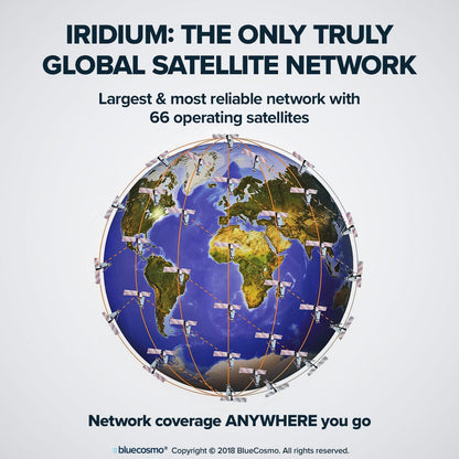 BlueCosmo Iridium Extreme Satellite Phone & Monthly Service Plan SIM Card - Voice, SMS Text Messaging, GPS Tracking, Emergency SOS - Online Activation - 24/7