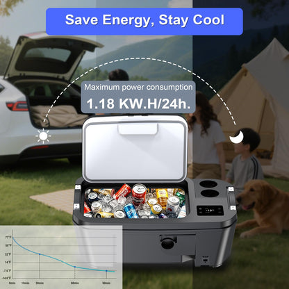 Car Refrigerator for Tesla Model Y 12V Fridge Cooler 2019-2025,21QT(20L) Car Freezer -4℉-50℉ for outdoor Travel/Camping/Home Use with Touch button control quality Compressor low Noise,Fast Cool.