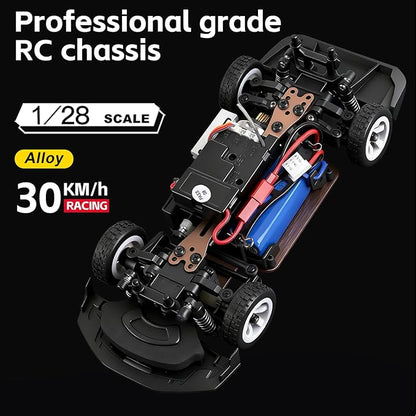 Wltoys 284191 RC Drift Car 1:28 Scale 30KPH High Speed RC Drift Car with LED Lights Gyroscope and Professional Chassis 2.4GHz 4WD RTR Rally Cars for Teens Adults (White)