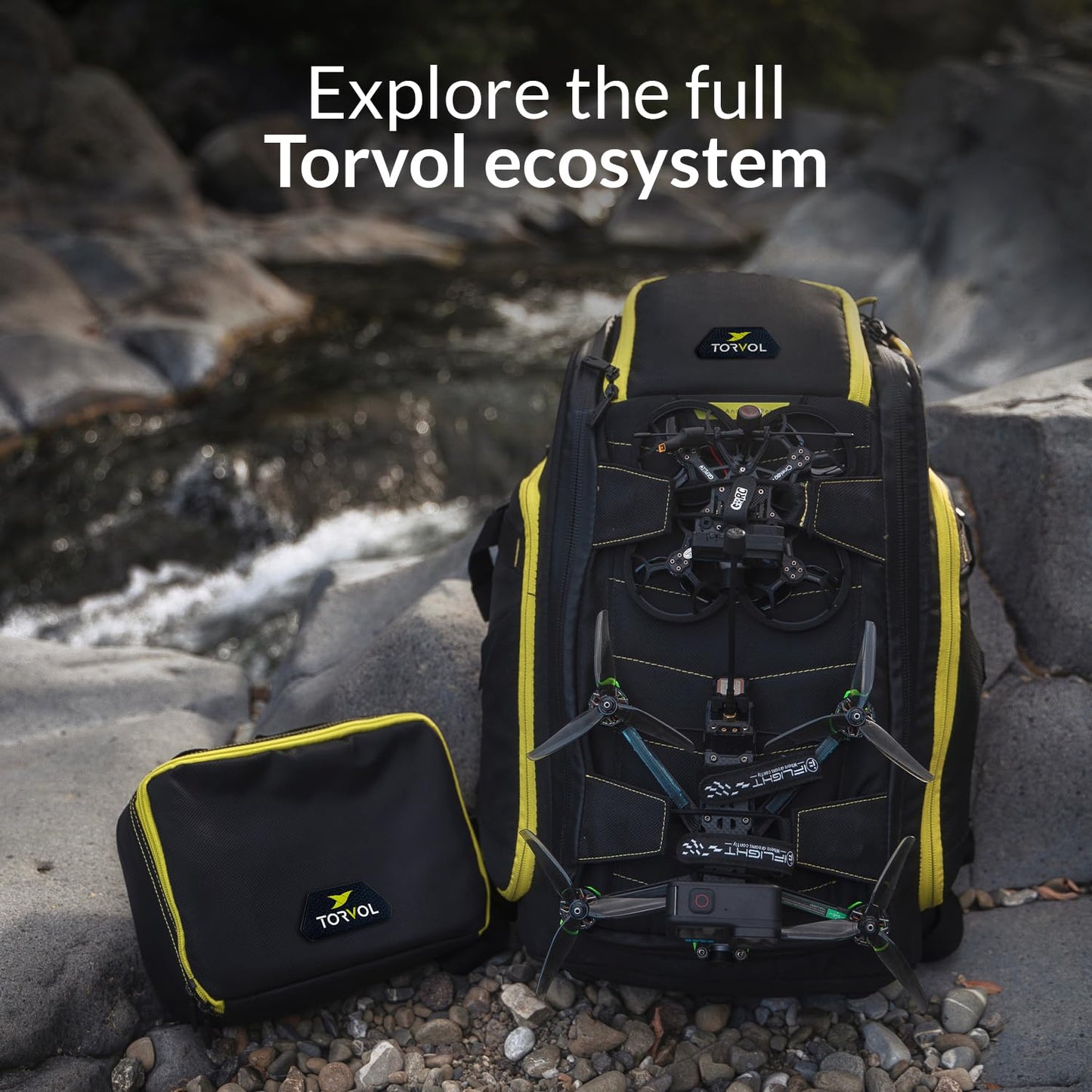 Torvol Quad PITSTOP Backpack Pro Stealth Edition – FPV Drone Backpack for 4 Quads + Gear, Compatible with DJI Mini 3, DJI Mini 4 Pro, Avata, Mavic, Goggles, Laptop, Black, With Rain Cover, 30L