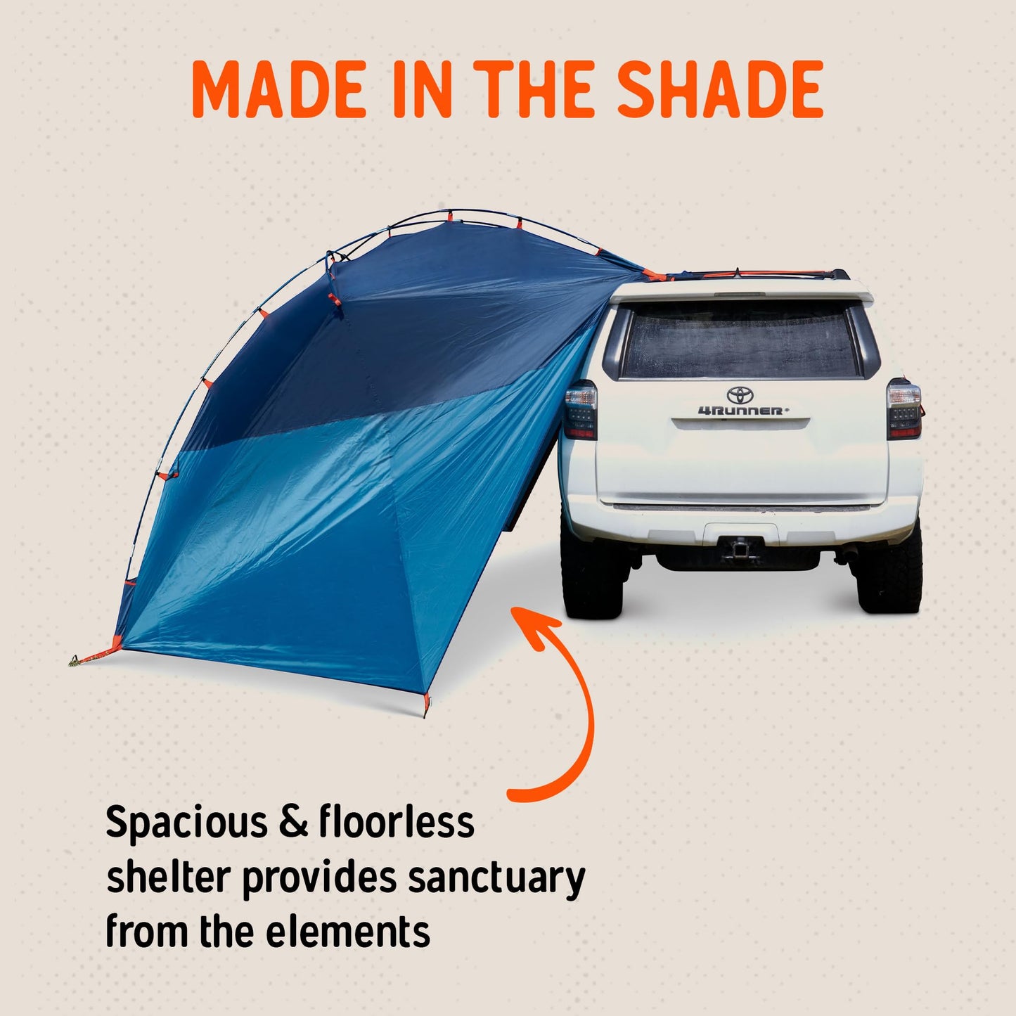 Kelty Backroads Shelter Universal Mounted Car Camping Shelter with Zippered Entry, Sturdy Frame, Protection from Elements, UV, Stuff Duffel Included