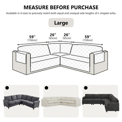ROFASVCO U Shaped Sectional Couch Covers for L Shaped Corner Sofa Waterproof 6 Piece Washable Sectional Sofa Cover Non Slip Velvet Couch Slipcover Protector for Dogs Pets (Large, Dark Gray)