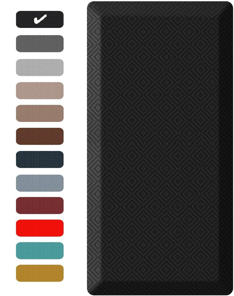 Ophanie Kitchen Mats for Floor, 3/4 inch Thick, 20x32 Anti Fatigue Cushioned Mat, Kitchen Rugs, Waterproof, Comfort Ergonomic Standing Mat for Office, Home, Sink, Black Non-Slip Ridged Bottom