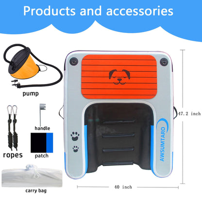 Inflatable Dock, Load-Bearing 200 pounds, Dog pet ramp, Suitable for Swimming Pools, Boat Docks, Lakes, Beach use Water Sports Platform.