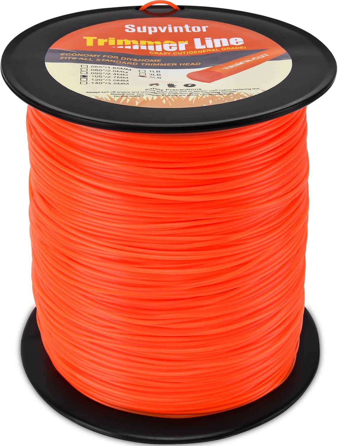 105 Trimmer Line - Commercial Round Weed Eater String | 0.105” Diameter, 1038 Ft, 5 Lb - Orange