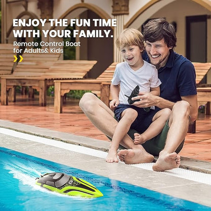 DEERC RC Boat with LED Light 30+ Mins Self Righting Remote Control Boat for Pools &amp Lakes 20+ MPH 2.4GHz Racing Boats 2 Battery Pool Toys for Kids Radio Controlled Watercraft