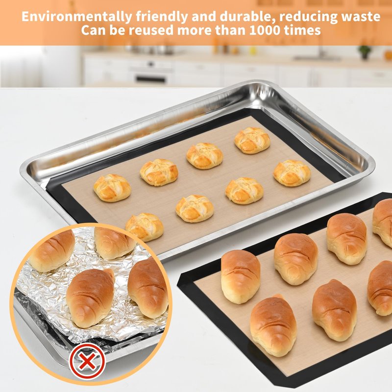 Luckyiren 2-Pack Silicone Baking Mats – Non-Stick Reusable BPA-Free Oven Liners, 100% Food-Grade Silicone, Fit Half Sheet Pans (16.54" x 11.62") for Cookies, Pastry & More