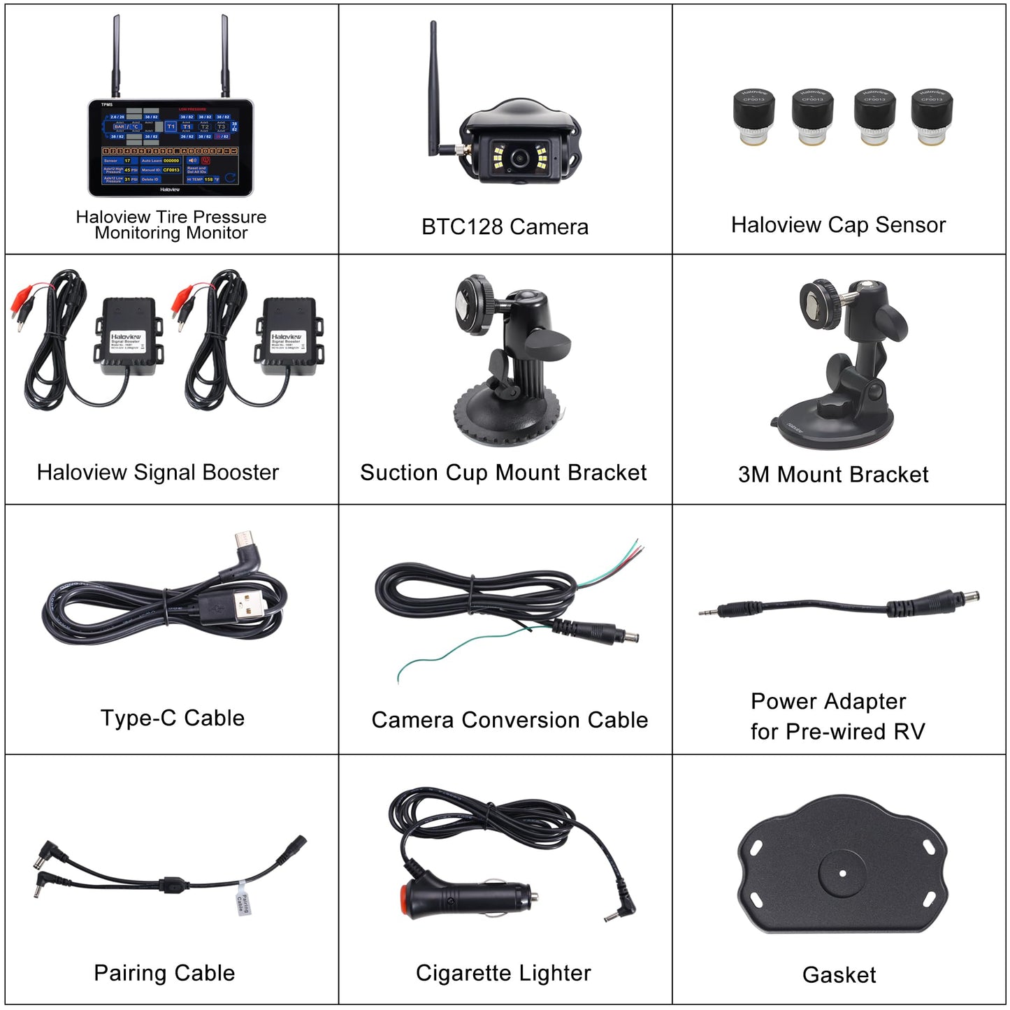 Haloview Byte Tango BT7 TPMS with 4 Sensors 1080P Wireless Backup Camera Monitor with Integrated Rv Tire Pressure Monitoring System, Ideal for RV Truck Trailer Camper TPMS-4