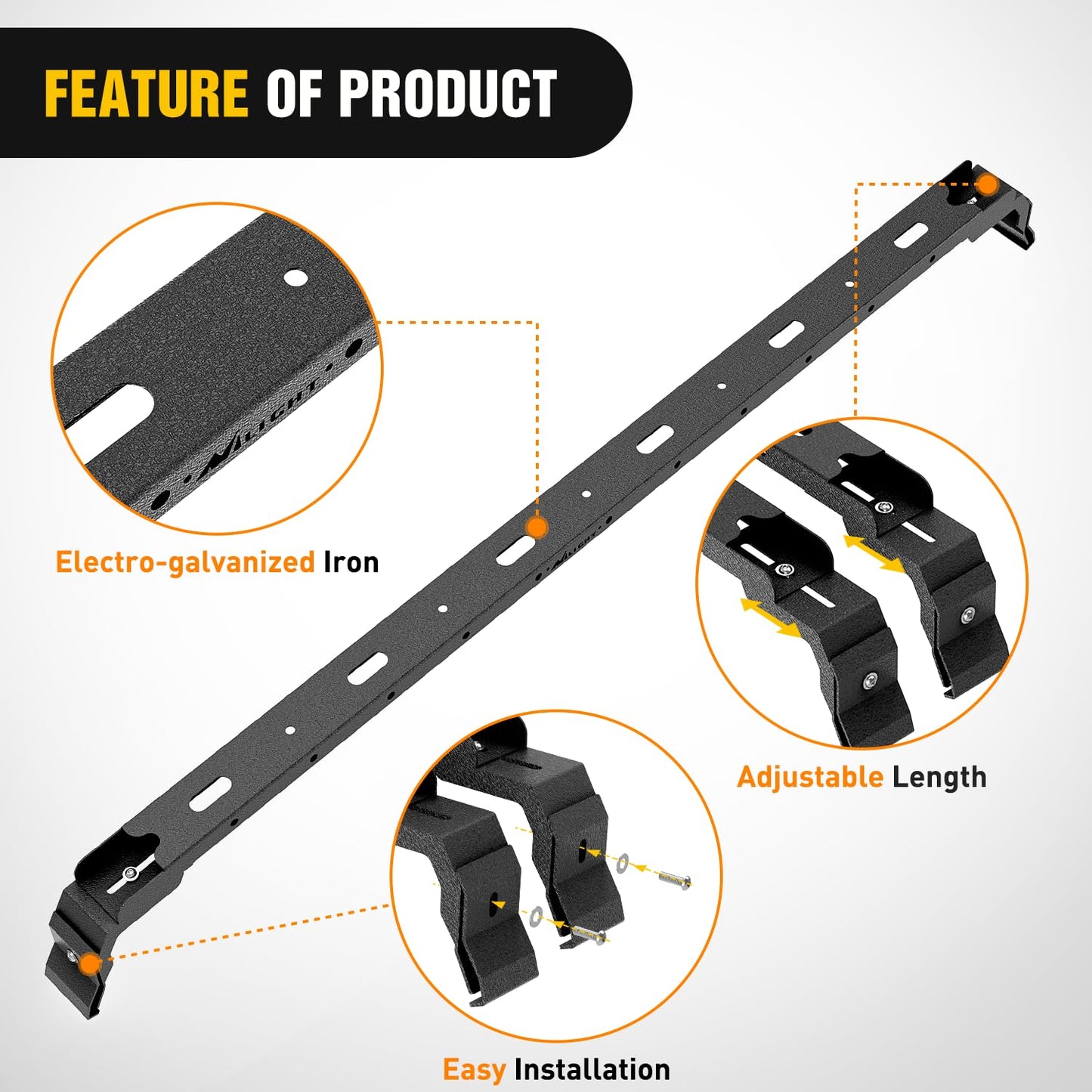Nilight 300LBS Roof Rack Cross Bars Compatible with Jeep Wrangler JK JKU 2007-2018 JL JLU 2018-2026 Gladiator JT 2020-2026 Hardtop Models, Adjustable Iron Crossbars for Cargo Carrier Luggage Box Tent