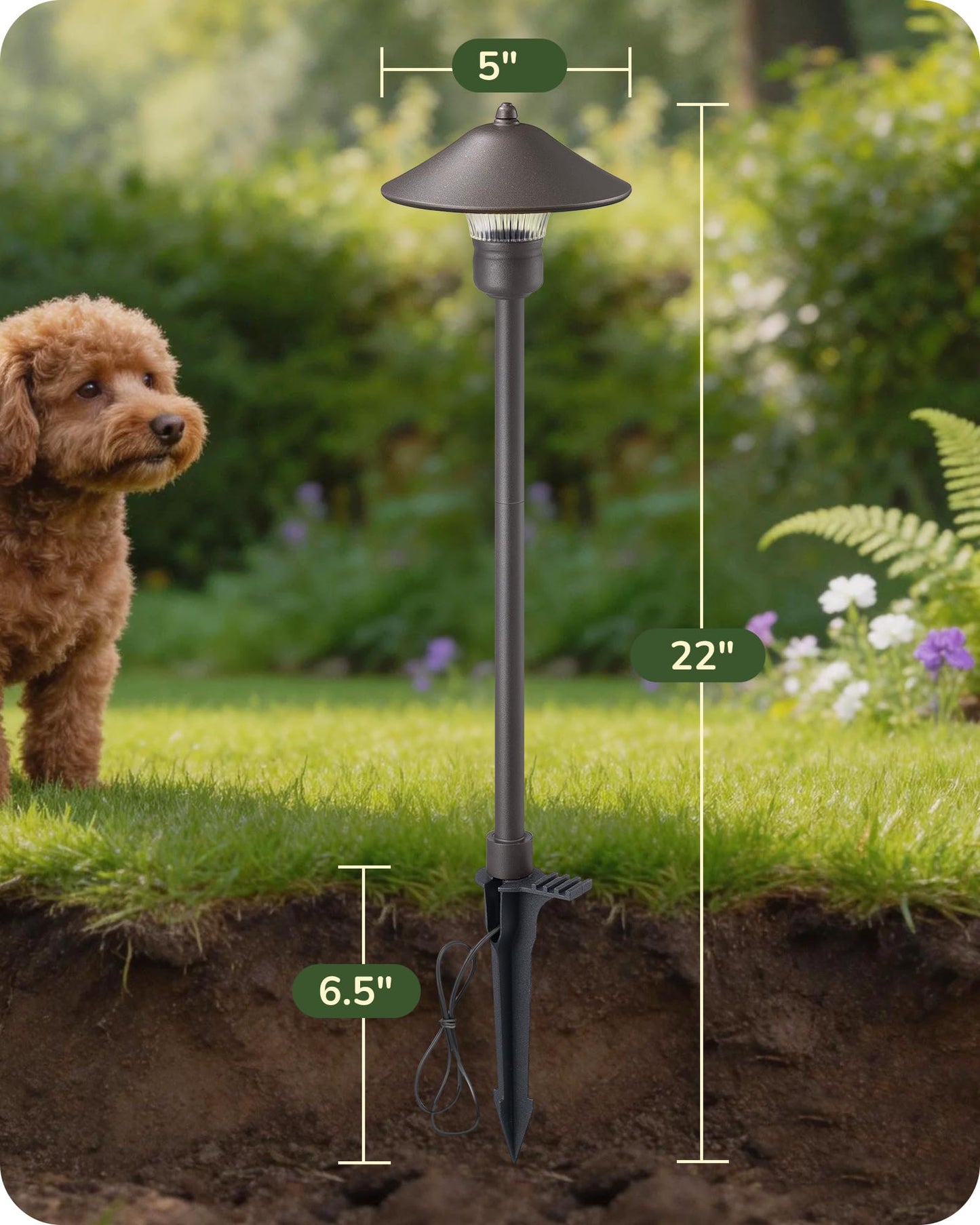 EDISHINE Low Voltage Pathway Lights, 3W 150 LM 3000K 16.5“ Tall LED Landscape Lights, 12V AC/DC 50,000Hrs Waterproof Aluminum Housing Outdoor Landscape Lighting for Path, Yard, Garden