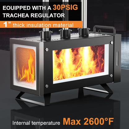 MMasters 3 Burner Propane Forge Kit – Extended Square Gas Forge with Base for Knife Forging, Blacksmithing & Farrier Work