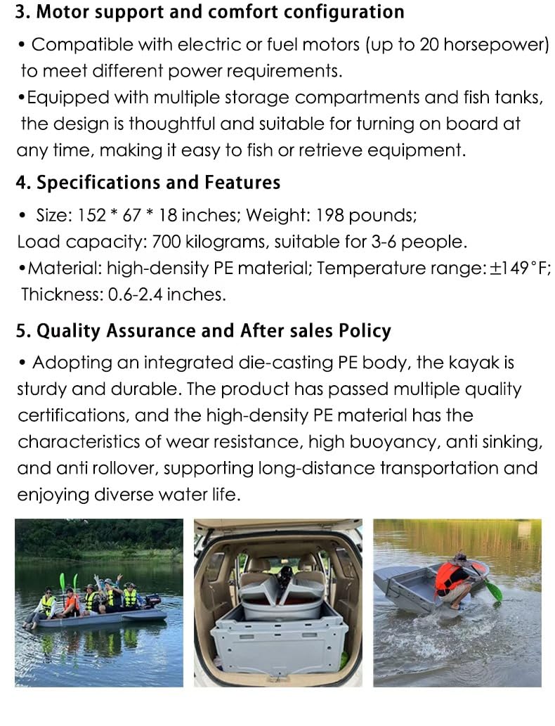 Fishing Boat，Modular Folding Pontoon Boat, Motor-Ready，Up to 1300lbs Buoyancy Suitable for 2-6，Easy Transport，Great for Hunting/Fishing/Rescuing/Touring/Grey