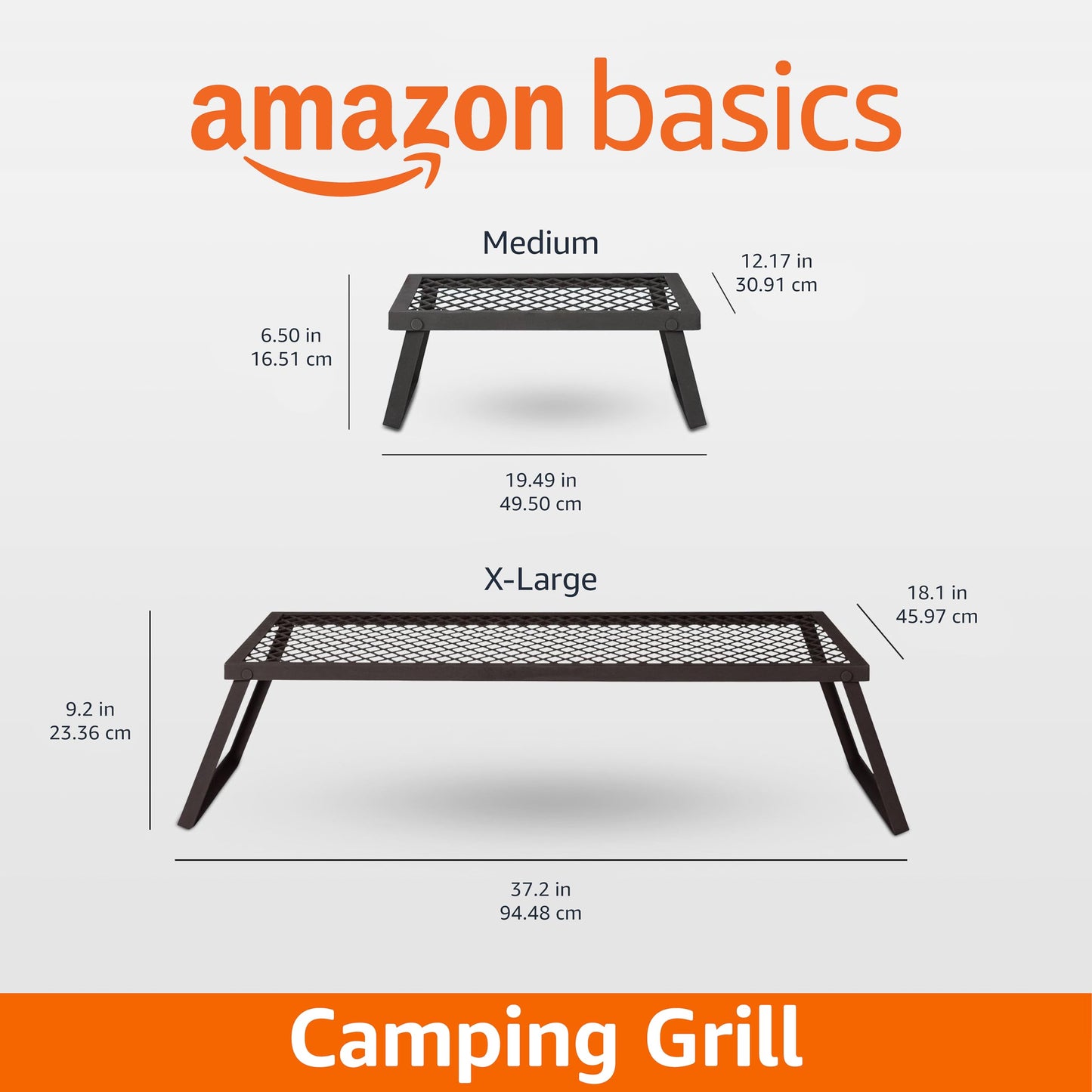 Amazon Basics Heavy-Duty Portable Camping Grill Grate for Campfire Cooking, Black