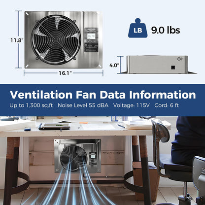 ALORAIR 780 CFM Crawlspace Ventilator Fan with Humidistat, Stainless Steel Exhaust Vent Fans with Digital Display, Timing Cycle, Freeze Protection Thermostat, for Basement, Garage, Attic, Grow Tent