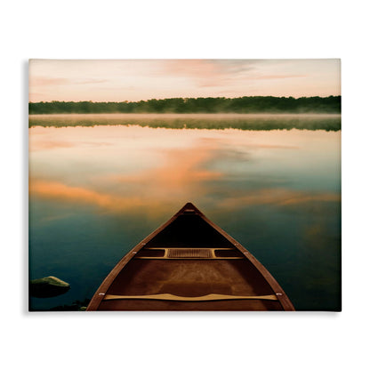 Stupell Industries 'Canoe on Lake Warm Sunrise', Canvas Art, 48 x 36 Inches, Easy to Hang and Sturdy, Made in USA, by Danita Delimont