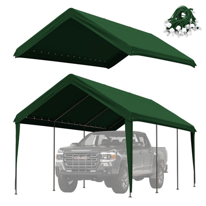 Pakunoda Carport Replacement Canopy Cover 10'x20' for Tent Top Garage Shelter Cover, 800D Heavy Duty Oxford Waterproof & UV Protected Car Canopy Tarp with Ball Bungees (Frame is not Included)