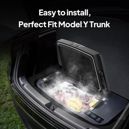 Car Refrigerator for Tesla Model Y 2017-2024, 2025-2026 Juniper, 12V Car Fridge for Model Y Trunk, 35qt (33L) Portable Freezer Cooler, -8°F to 50°F, 12/24V DC. Great for Camping, Road Trips & Home Use