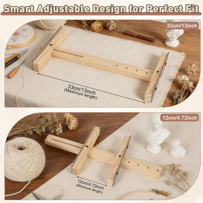 Adjustable Tapestry Weaving Loom, Wooden Craft Weaving Loom Kit, Small Expandable 4.72in to 13in, Wooden Frame to Handcraft Art for Beginners Experts, Wood Weaving Kit