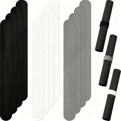 Charniol Wrapping Paper Roll Holder - 12-Piece Silicone Covered Metal Strips | 1 x 9 Inch Stabilizer in Black, White, Gray