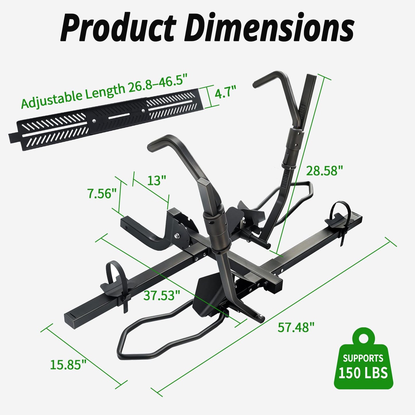 Bike Rack Hitch Mount with Ramp for 2 Bikes – Platform Ebike Rack Fits Fat Tires up to 150 lbs – Foldable & Tilt Electric Bike Rack for SUV, Truck, RV – 2 Inch Receiver