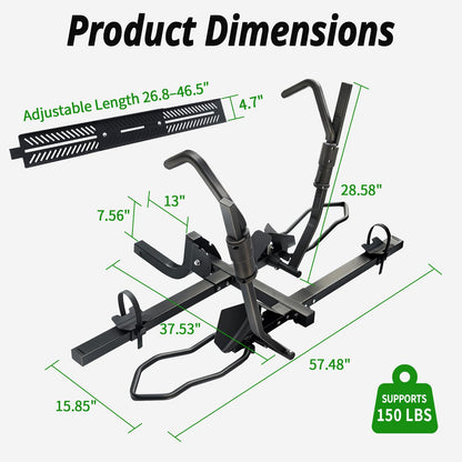 Bike Rack Hitch Mount with Ramp for 2 Bikes – Platform Ebike Rack Fits Fat Tires up to 150 lbs – Foldable & Tilt Electric Bike Rack for SUV, Truck, RV – 2 Inch Receiver