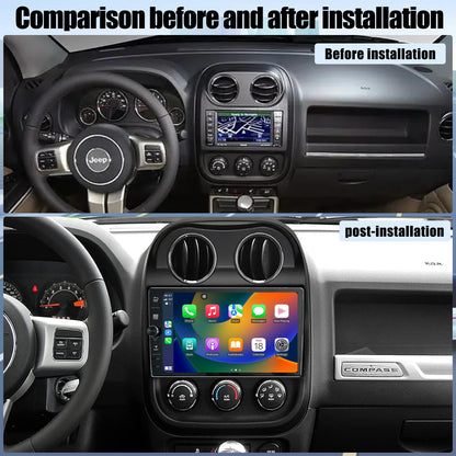 for Jeep Compass Patriot 2010-2016 Android 14.0 Radio Stereo with Control knob Head Unit 10.1-Inch HD Touch Screen with Android Auto CarPlay 5G WiFi GPS Navigation Bluetooth DSP Backup AHD Camera