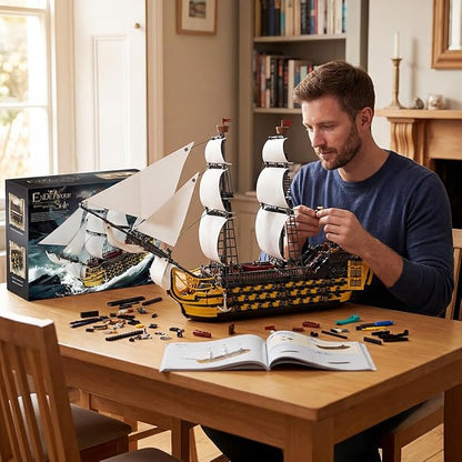 Endeavor Pirate Ship Model Building Set Length 84cm Movie Themed Scenes with Sail Cannons &amp Movable Parts for Film Fans Adult Collectors Building Sets 2475pcs