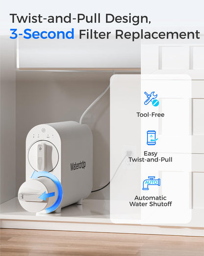 Waterdrop G2-2CFRO Filter, Replacement for G2 Reverse Osmosis System, 2-year Lifetime, Pack of 2 G2CF Filters and 1 G2MRO Filter