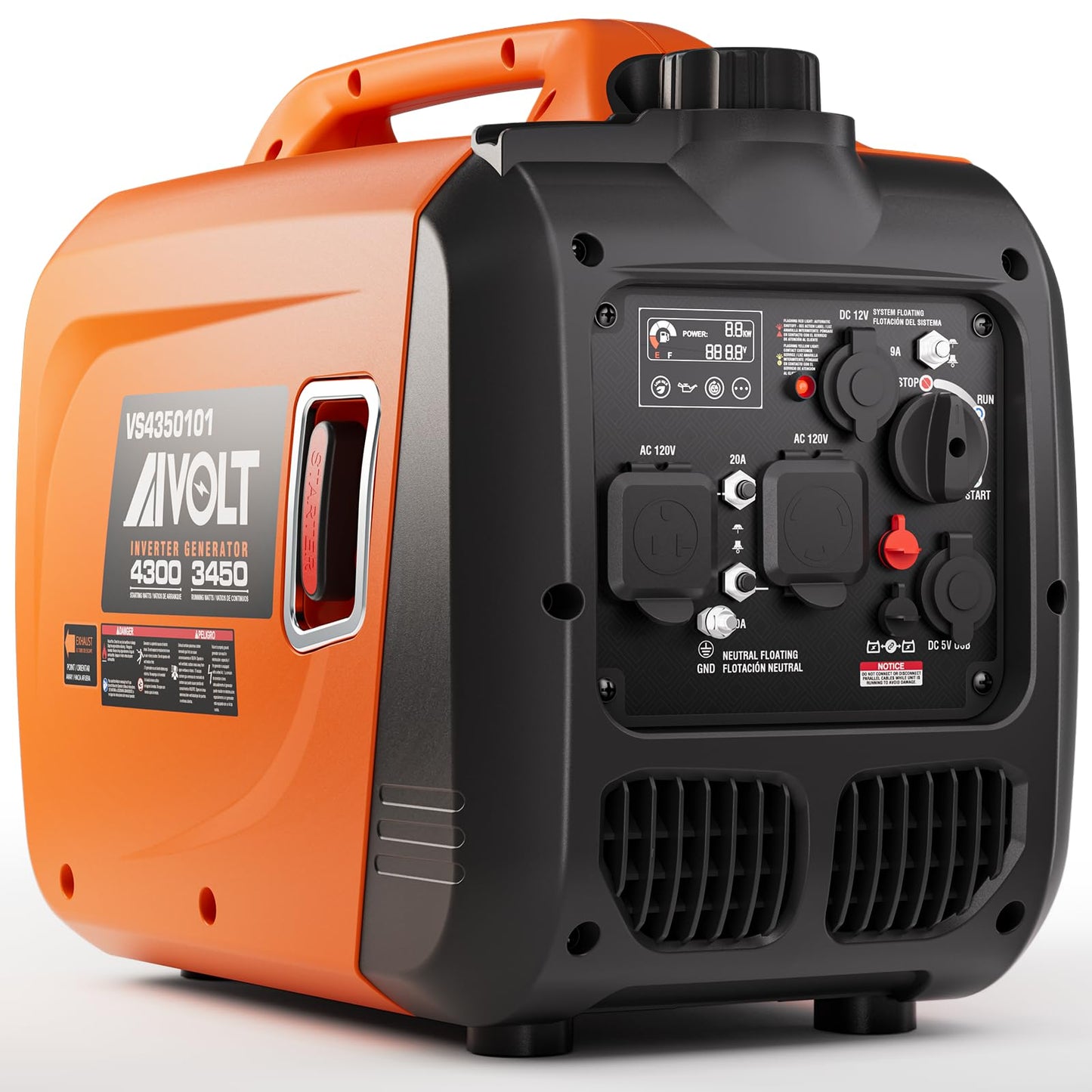 AIVOLT Inverter Generator 4300W Gas Powered Portable Super Quiet Outdoor Generator RV Ready for Camping Tools and Home Use, EPA Compliant