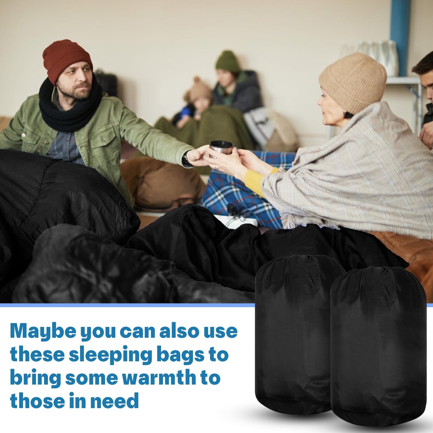 VitalCozy 24 Pcs Sleeping Bags for Adults Bulk Lightweight Waterproof Backpacking Camping Sleeping Bag with Compression Sack, Portable Compact for Winter Hiking Outdoor Camping Essential(Black)