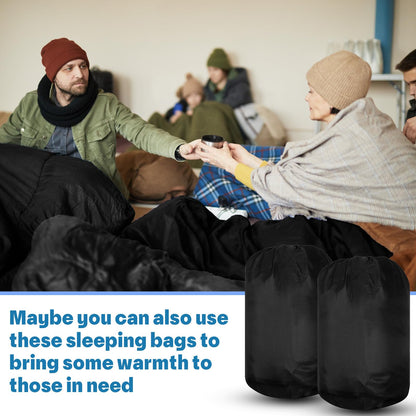 VitalCozy 24 Pcs Sleeping Bags for Adults Bulk Lightweight Waterproof Backpacking Camping Sleeping Bag with Compression Sack, Portable Compact for Winter Hiking Outdoor Camping Essential(Black)