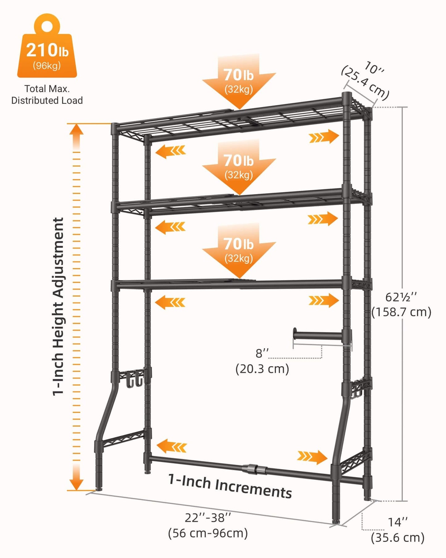 steelhooyee Expandable Over The Toilet Storage Rack and Over the Washer and Dryer Storage Shelf