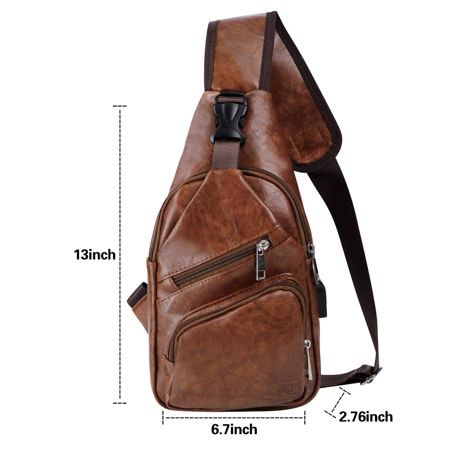AMJ Crossbody Sling Bag Men Women, Casual Shoulder Backpack, Chest Daypack Satchel for Hiking Travel