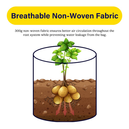 iPower 10 Gallon Potato Grow Bags with Flap, 5-Pack Thick Nonwoven Fabric Planter Pot with Handles and Harvest Window for Potato Tomato and Vegetables, Black