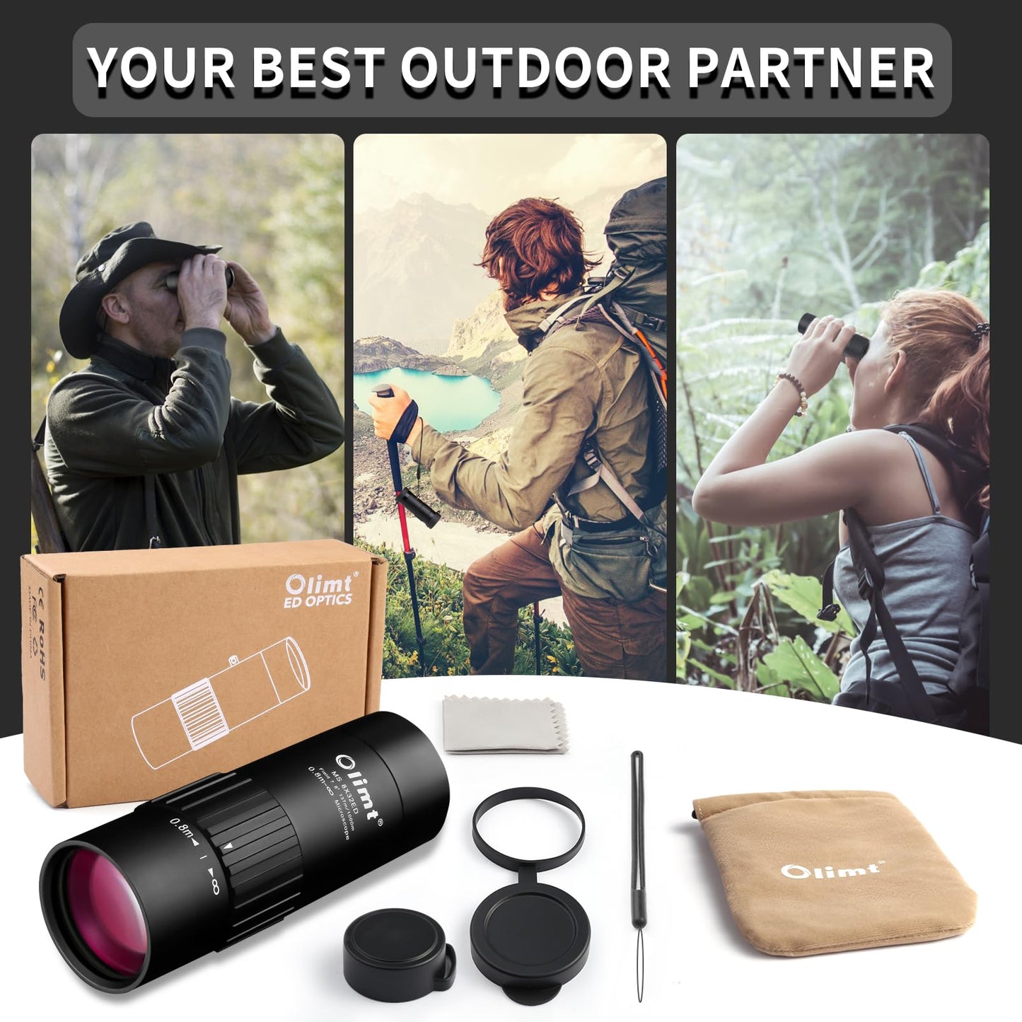 Olimt 8x32 Monocular Telescope Mini Pocket Monocular Compact Monoculars for Adults