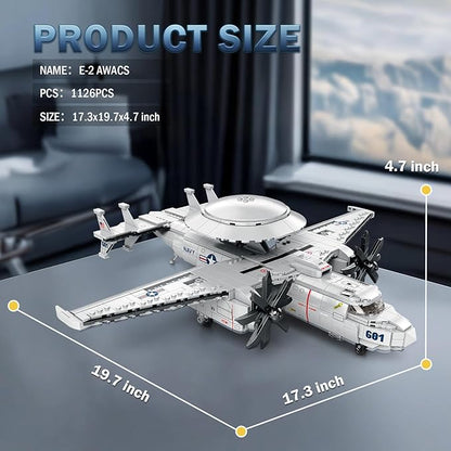 Reobrix E-2 Hawkeye Military Airplane Building SetWarning Aircraft Fighter Jet Model Kits 33029Airborne Building Toy for Adults Boys 14+ Home Decor Gift for Adult 1126PCS