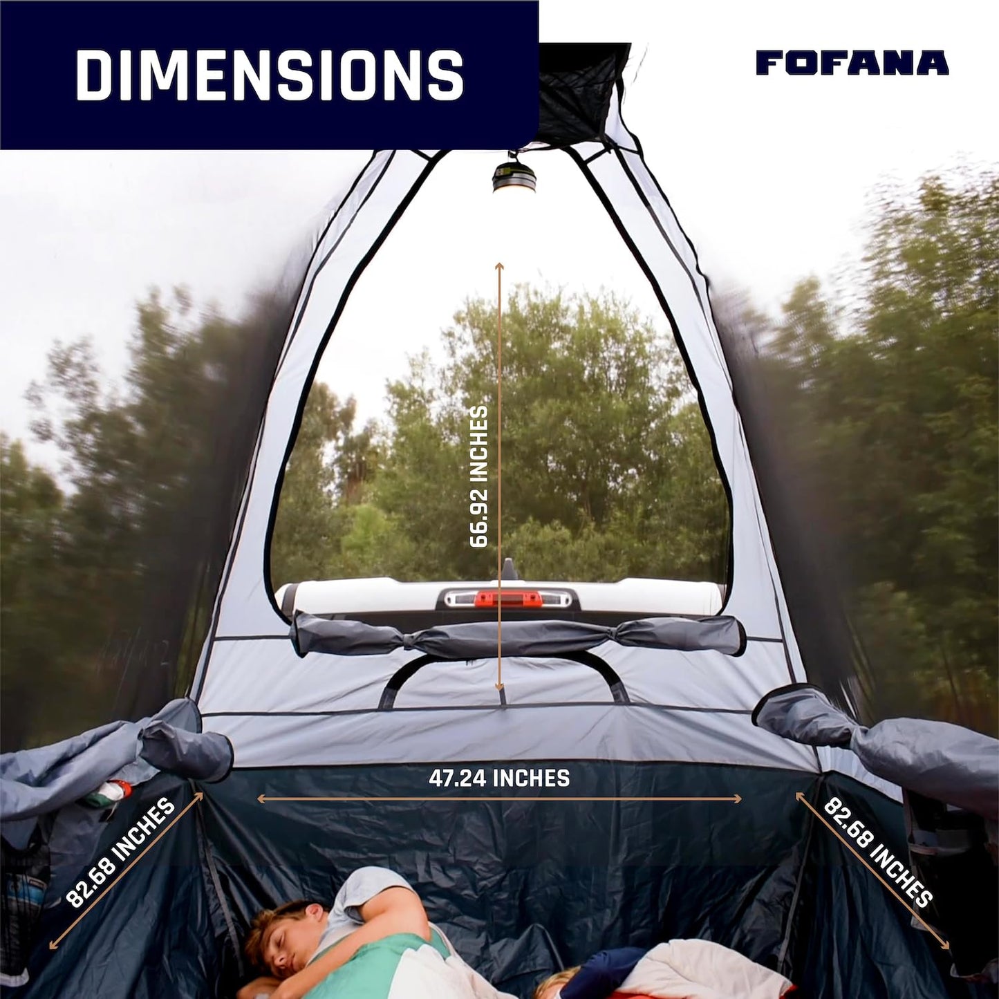 Fofana Pop-Up Truck Bed Tent - Mid-Size, 2-Person, Gray - Quick Setup Pop-Up Tent for Camping - Waterproof Sewn-in Floor & Camping Gear Organization - Mesh Windows & Ventilation for Truck Bed Dome