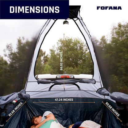 Fofana Pop-Up Truck Bed Tent - Mid-Size, 2-Person, Gray - Quick Setup Pop-Up Tent for Camping - Waterproof Sewn-in Floor & Camping Gear Organization - Mesh Windows & Ventilation for Truck Bed Dome