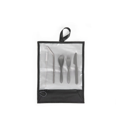 PICNIC TIME NHL Utah Hockey Club Tarana Lunch Bag Cooler with Utensils Made from Recycled Material, Lunch Box with Picnic Set, Upcycled Lunch Cooler Bag, (Carbon Black)