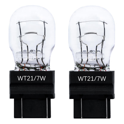 FAXCARS WT21/7W Halogen Rear Tail Brake Turn Signal Light Bulb, 12V 21W, Pack of 2, White, Long Life, Glass