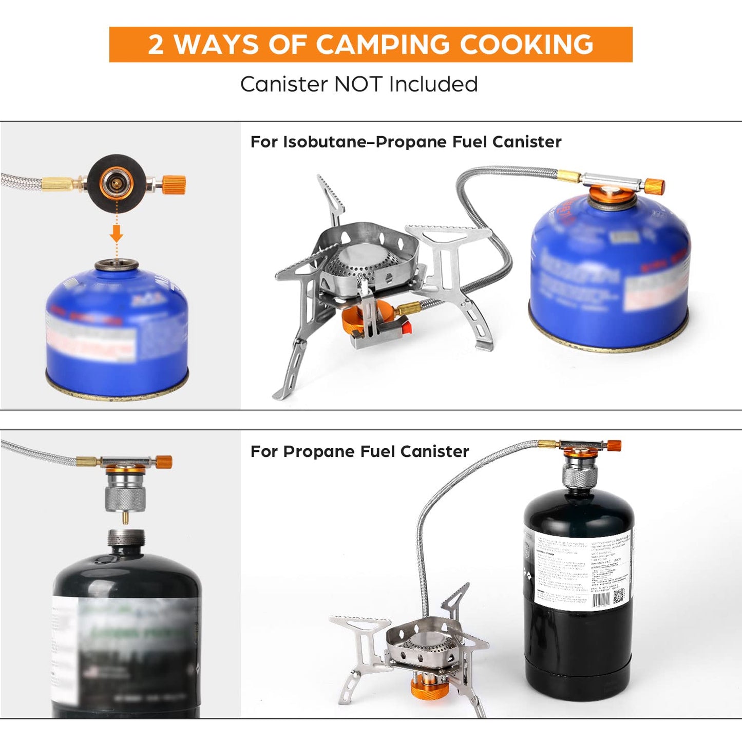 Odoland Bundle - 2 Items 3500W Windproof Camp Stove and Portable 2 Burner Camping Stove