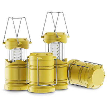 Lichamp LED Camping Lanterns 4 Pack, Battery Powered, Collapsible Flashlight, Medium Size, Yellow, Model A4YL