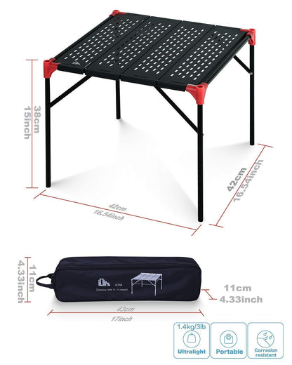 iClimb 2 Extendable Folding Table and 1 Pack Connecting Plates and 2 Lantern Hanger Bundle, Ultralight Compact for Camping Backpacking Beach Concert BBQ Party