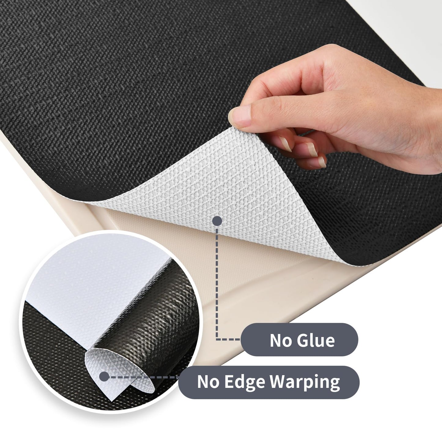 Shelf Liners for Kitchen Cabinets 12in x 20FT Non Adhesive Drawer Liner Gray Quatrefoil Thickened Shelf Liner Paper Strong Non-Slip Easy to Clean for Tool Box Refrigerator with Knife and Tape Measure