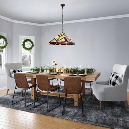 Chloe Lighting 2 Light Pendant Tiffany-Style Blackish Bronze 18in Wide Multicolor Glass CH3T523BM18-DP2