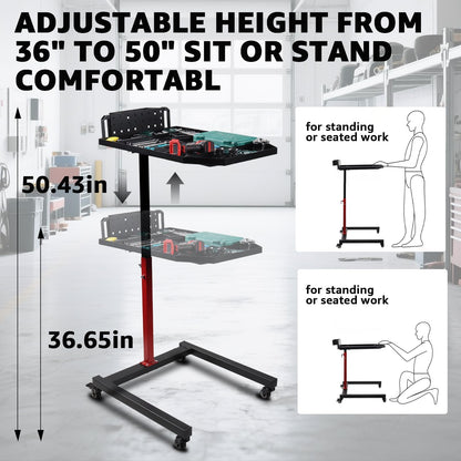 BESTOOL Mobile Work Table Adjustable 32''to 50''