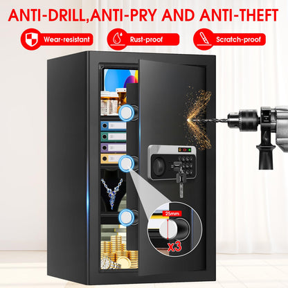 5.2 Cuft Large Floor Safe, Heavy Duty Fire Proof Safes for Home Use with Digital Keypad, Removable Shelves and Alarm System, Anti-theft Home Safe for Documents Money