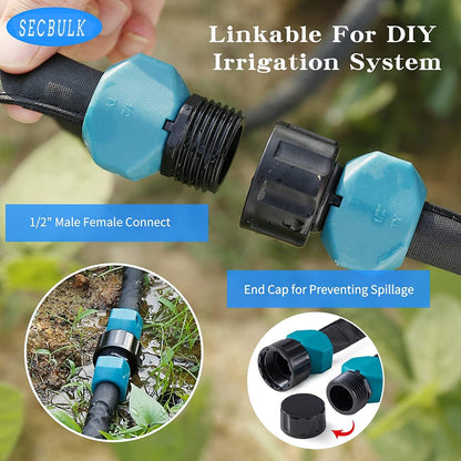 Secbulk 2025 Flat Soaker Hose - 150 ft Linkable Drip Irrigation System | Dual-Layer Leak-Free Design