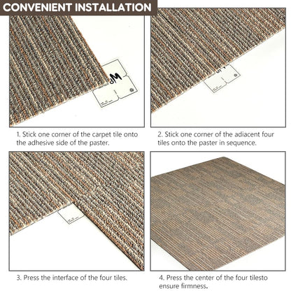 NINXANG Commercial Carpet Tiles Reusable 24" x 24" Squares 18 Tiles Non Slip Soft Floor Carpet for Office Living Room Bedroom Hotel Gym Easy DIY Installation with Flexlok Tabs (Beige)